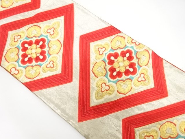 JAPANESE KIMONO / ANTIQUE FUKURO OBI / SILK / WOVEN FLOWER CREST